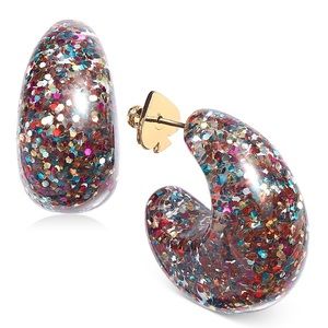 Kate Spade Gold-Tone Glitter Hoop Earrings